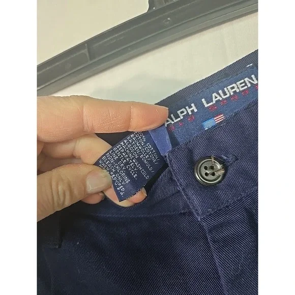 VTG Ralph Lauren Polo Sport Women's Chino Shorts 8 Pleated Front High Waist Navy - Picture 3 of 8